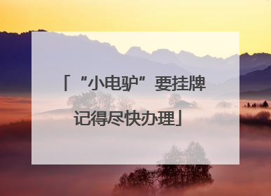 “小电驴”要挂牌 记得尽快办理