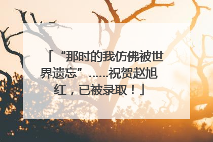 “那时的我仿佛被世界遗忘”……祝贺赵旭红，已被录取！