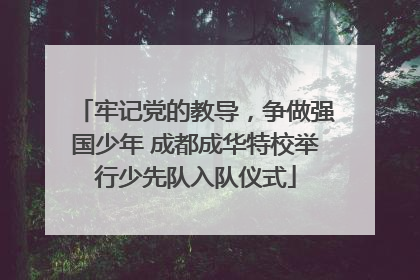 牢记党的教导，争做强国少年 成都成华特校举行少先队入队仪式