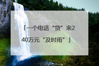 一个电话“贷”来240万元“及时雨”