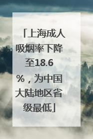 上海成人吸烟率下降至18.6%，为中国大陆地区省级最低