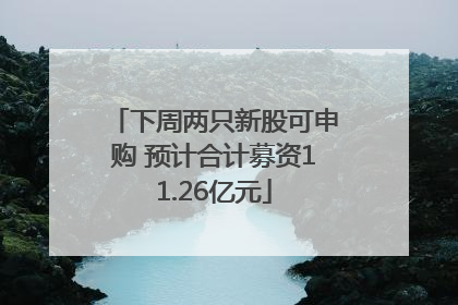 下周两只新股可申购 预计合计募资11.26亿元