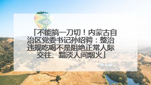 不能搞一刀切！内蒙古自治区党委书记孙绍骋：整治违规吃喝不是阻绝正常人际交往、黯淡人间烟火