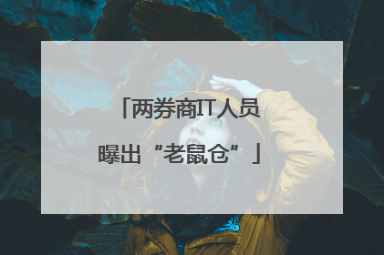 两券商IT人员曝出“老鼠仓”