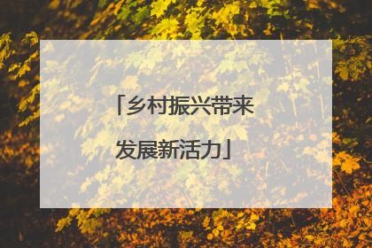 乡村振兴带来发展新活力