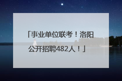 事业单位联考！洛阳公开招聘482人！