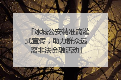 冰城公安精准滴灌式宣传，助力群众远离非法金融活动