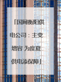 国网衡阳供电公司：主变增容 为度夏供电添保障