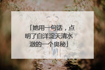 她用一句话，点明了白洋淀天清水澈的一个奥秘