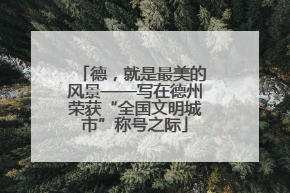 德，就是最美的风景——写在德州荣获“全国文明城市”称号之际