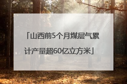 山西前5个月煤层气累计产量超60亿立方米