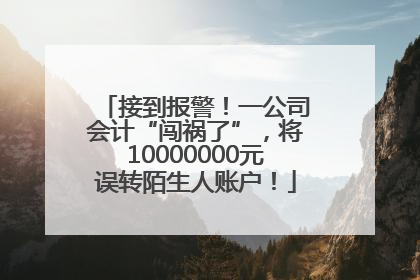 接到报警！一公司会计“闯祸了”，将10000000元误转陌生人账户！