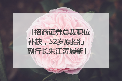 招商证券总裁职位补缺，52岁原招行副行长朱江涛履新