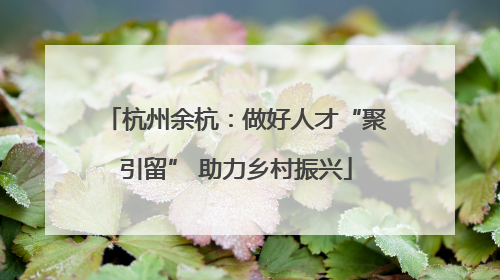 杭州余杭：做好人才“聚引留” 助力乡村振兴