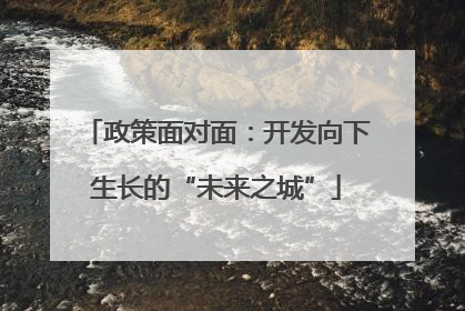 政策面对面：开发向下生长的“未来之城”