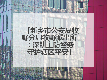 新乡市公安局牧野分局牧野派出所：深耕主防警务 守护辖区平安