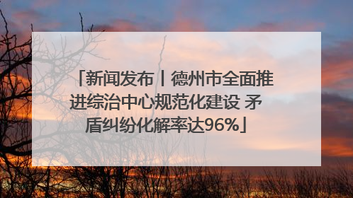 新闻发布丨德州市全面推进综治中心规范化建设 矛盾纠纷化解率达96%