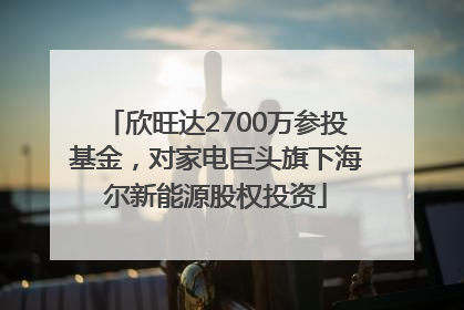 欣旺达2700万参投基金，对家电巨头旗下海尔新能源股权投资