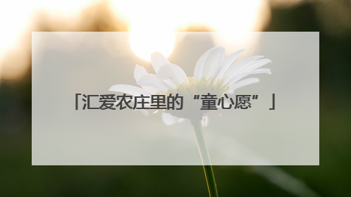 汇爱农庄里的“童心愿”