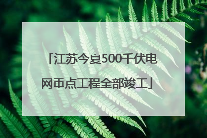 江苏今夏500千伏电网重点工程全部竣工