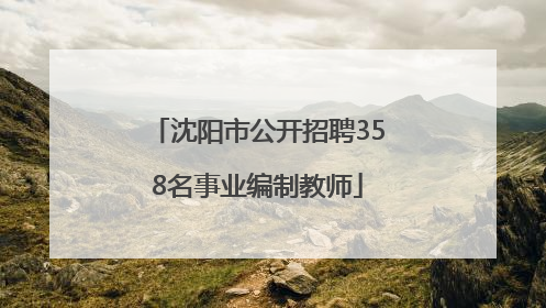 沈阳市公开招聘358名事业编制教师