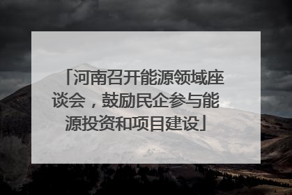 河南召开能源领域座谈会，鼓励民企参与能源投资和项目建设