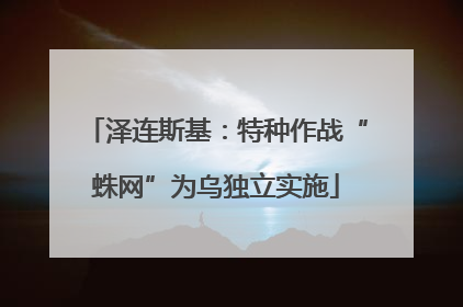 泽连斯基：特种作战“蛛网”为乌独立实施