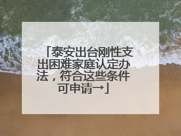 泰安出台刚性支出困难家庭认定办法，符合这些条件可申请→