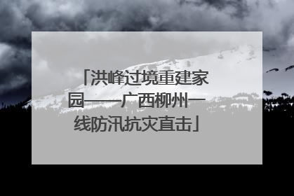 洪峰过境重建家园——广西柳州一线防汛抗灾直击