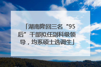 湖南隆回三名“95后”干部拟任副科级领导，均系硕士选调生