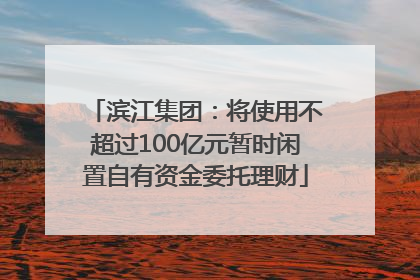 滨江集团：将使用不超过100亿元暂时闲置自有资金委托理财