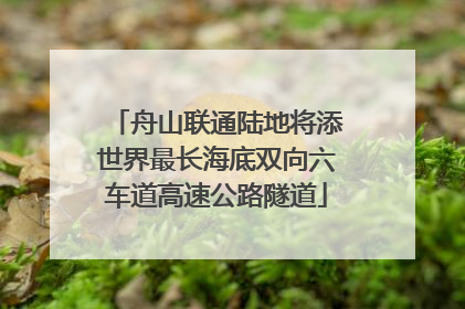舟山联通陆地将添世界最长海底双向六车道高速公路隧道