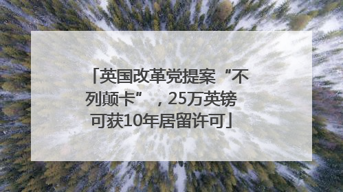 英国改革党提案“不列颠卡”，25万英镑可获10年居留许可