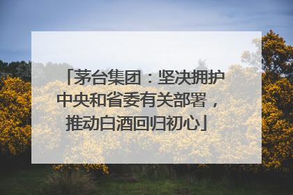 茅台集团：坚决拥护中央和省委有关部署，推动白酒回归初心