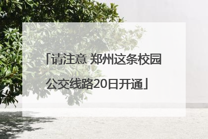 请注意 郑州这条校园公交线路20日开通