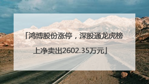 鸿博股份涨停，深股通龙虎榜上净卖出2602.35万元
